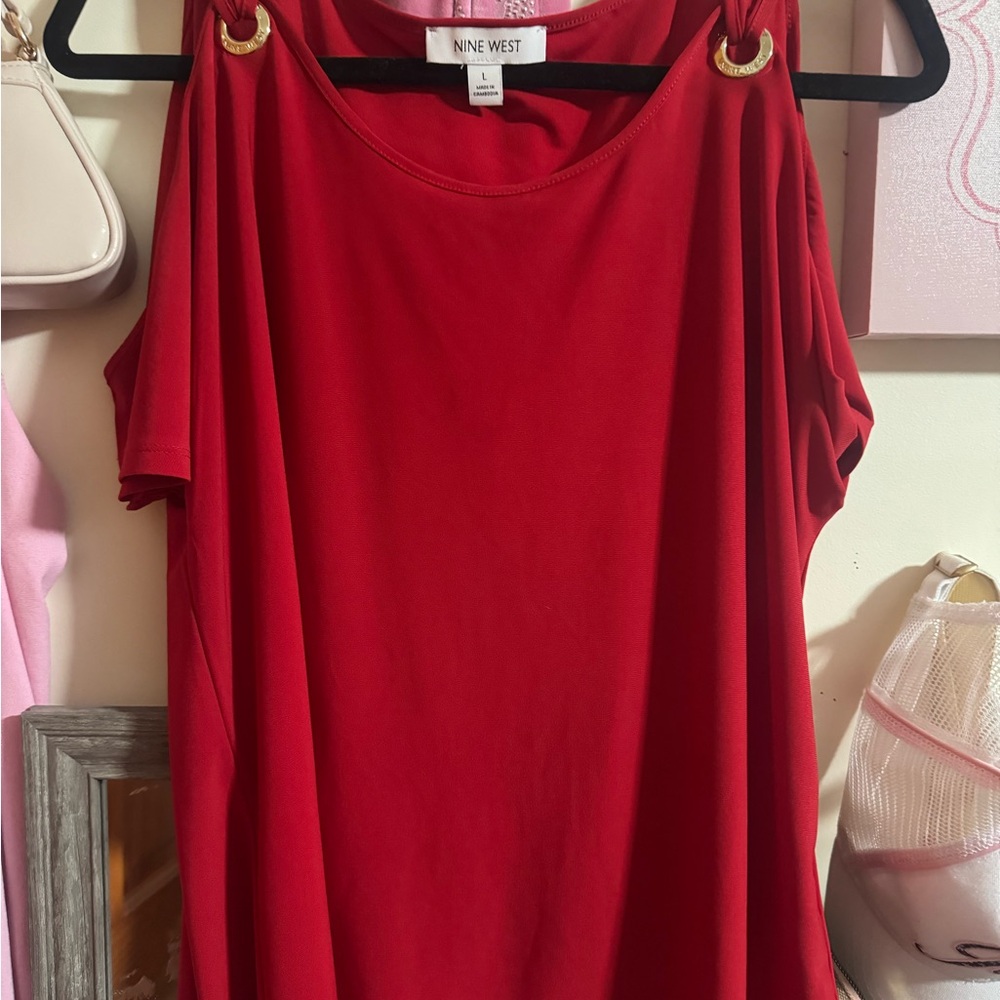 Nine West Vibrant Red Blouse